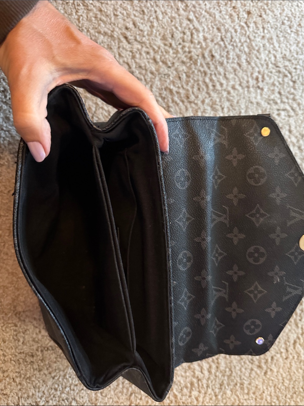 Louis Vuitton Black  Monogram Top-Handle Satchel with Gold LV Hardware - Picture 6 of 10